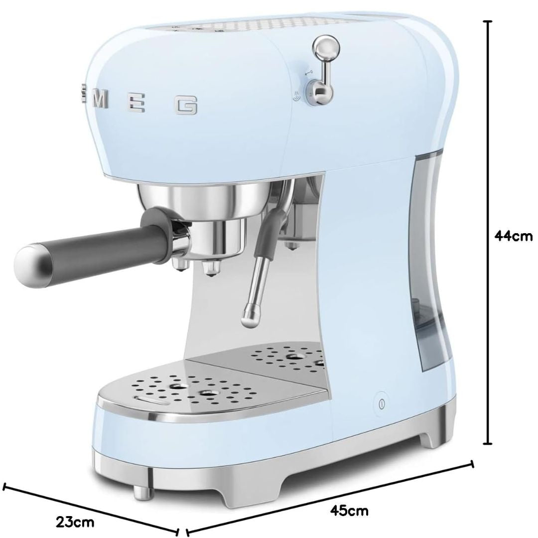 SMEG ECF02PBEU Macchina Caffè Espresso Manuale Thermoblock 4 Funzioni 1L Azzurro