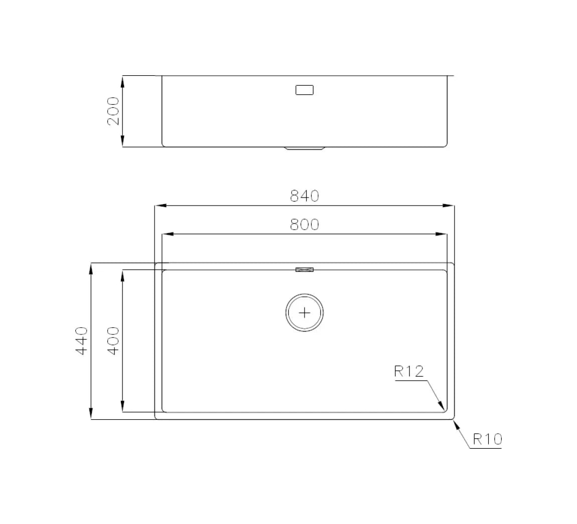 Foster S4001 3358050 Lavello Incasso Filotop 1 Vasca Inox Spazzolato cm. 84 x 44
