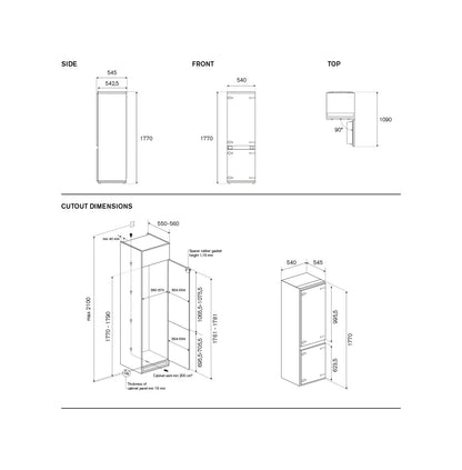F.LLI BERTAZZONI PROFESSIONAL REF603BBNPVC-S Frigorifero Incasso No Frost 242 Lt. Classe E cm. 178 x 54 x 55