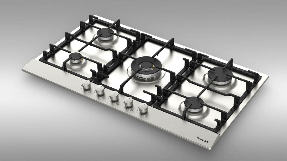 FOSTER POWER 7017032 Piano Cottura 5 Fuochi Gas Inox Griglie Ghisa cm. 86 x 50
