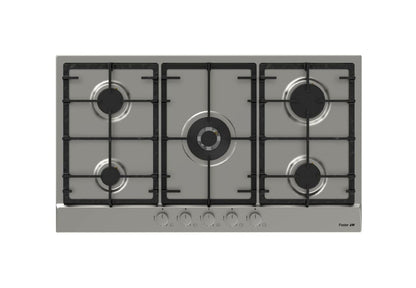 FOSTER POWER 7017032 Piano Cottura 5 Fuochi Gas Inox Griglie Ghisa cm. 86 x 50