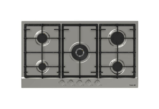 FOSTER POWER 7017032 Piano Cottura 5 Fuochi Gas Inox Griglie Ghisa cm. 86 x 50