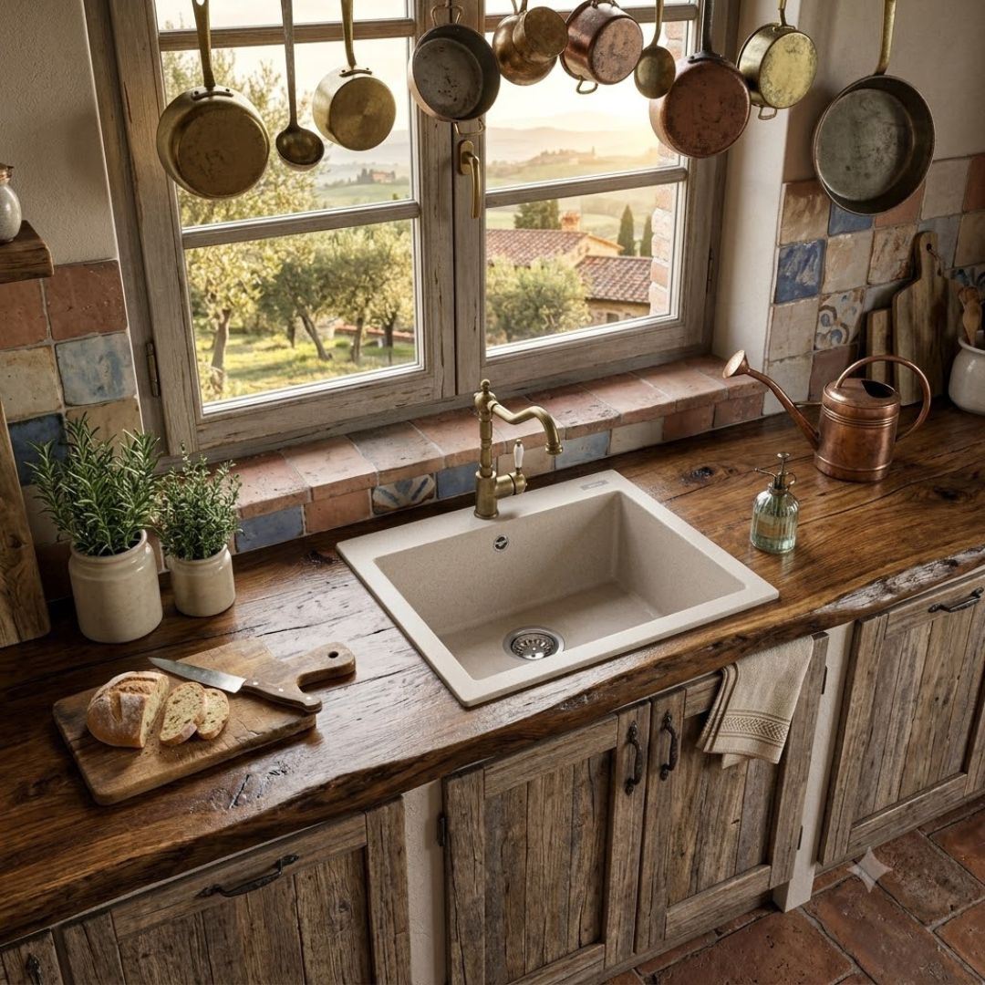 ELLECI QUADRA 102 LGQ10251 Lavello da Incasso 1 Vasca Sopratop Granitek Avena cm. 47 x 50