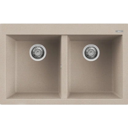 ELLECI QUADRA 350 LGQ35051 Lavello da Incasso 2 Vasche Sopratop Granitek Avena 51 cm. 79 x 50