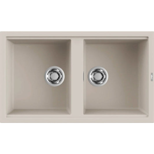 Elleci Best 450 LGB45039 Lavello 2 Vasche Sopratop Granitek Bianco Soft 39 cm. 86 x 51