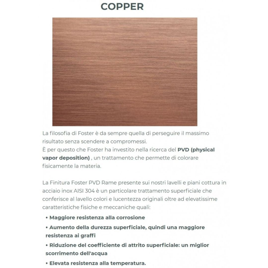 FOSTER MILANELLO 7682008 Piano Cottura Gas Incasso 5 Fuochi Bronzo Griglie Ghisa cm. 80 x 51