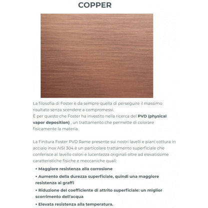 FOSTER MILANELLO 7682008 Piano Cottura Gas Incasso 5 Fuochi Bronzo Griglie Ghisa cm. 80 x 51