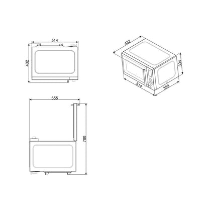 SMEG MOE25X Forno Microonde 25 L Acciaio Inox Antimpronta Grill 6 Funzioni mm. 513 x 432 x 304