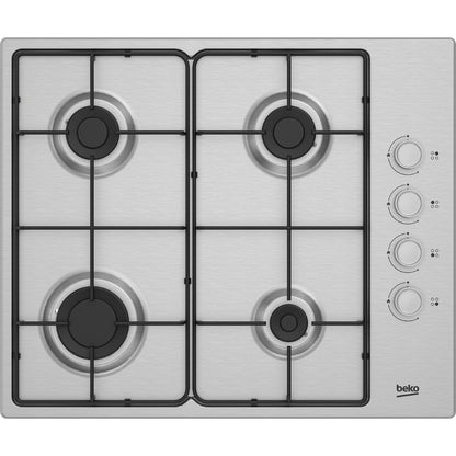 BEKO HIGG641C3SX Piano Cottura Incasso 4 Fuochi Inox Griglie Smaltate 61x51 cm
