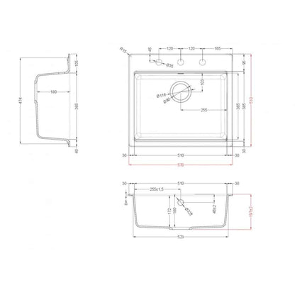 Elleci Time 105 LG210568 Lavello 1 Vasca Bianco Titano Incasso Sopratop Granitek cm. 57 x 51