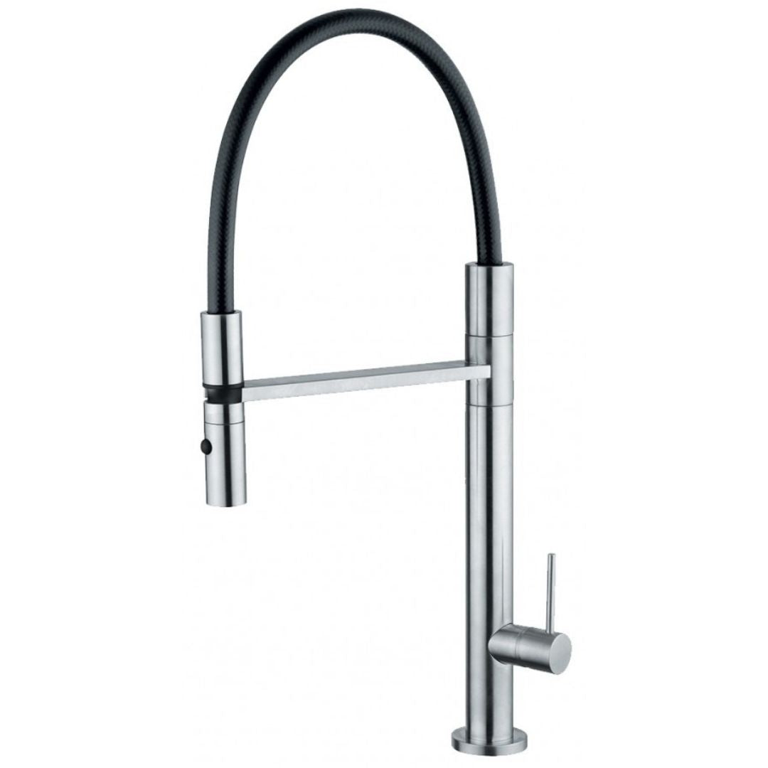 FOSTER MARINE TUBE 8477100 Miscelatore Monocomando Cucina in Acciaio Inox AISI 316 Satinato con Canna Girevole e Doccia Snodabile
