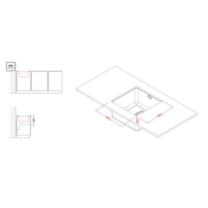 ELLECI LIW400SACMU W-SQUARE 400 Lavello 1 Vasca Acciaio Inox Satinato cm. 44 x 44