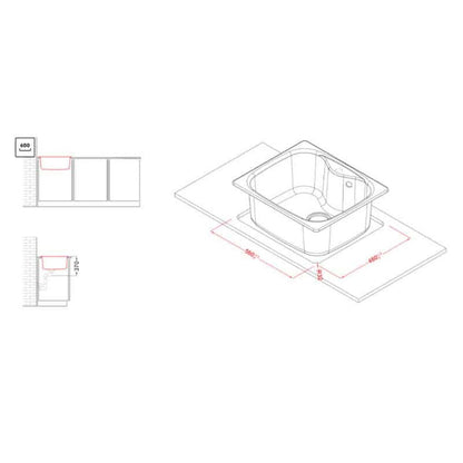 Elleci Fox 200 LMF20079 Lavello Incasso Cucina 1 Vasca Aluminium Metaltek cm. 58 x 50