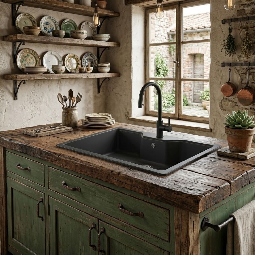 ELLECI FOX 360 LGF36059 Lavello Incasso Sopratop 1 Vasca Sopratop Granitek Antrac86 x 50