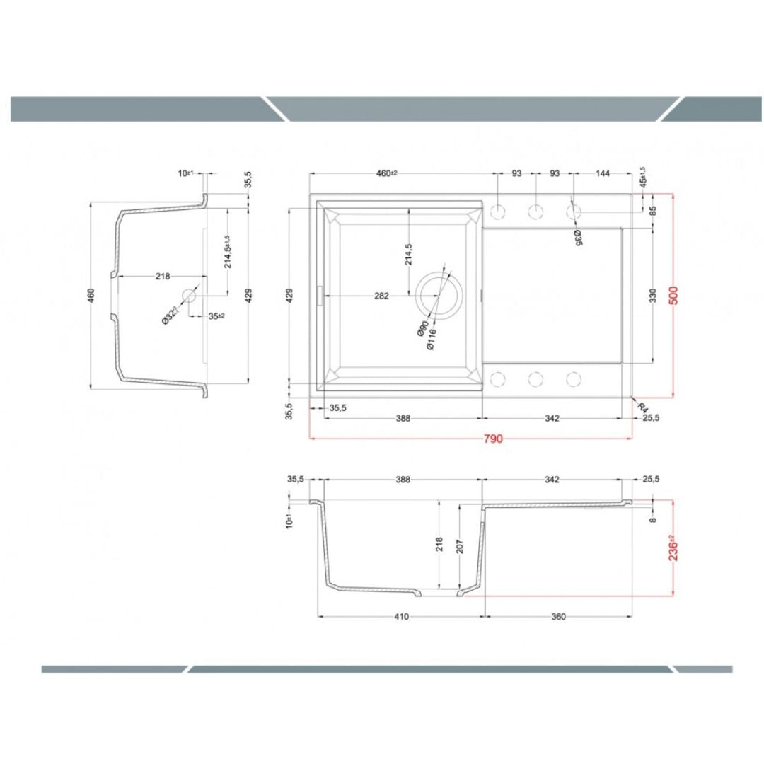 ELLECI EASY 300 LGY30051 Lavello 1 Vasca con Gocciolatoio Reversibile Sopratop Granitek Avena 51 cm. 79 x 50