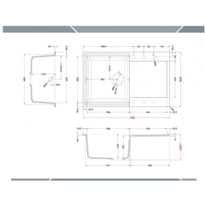 ELLECI EASY 300 LGY30051 Lavello 1 Vasca con Gocciolatoio Reversibile Sopratop Granitek Avena 51 cm. 79 x 50