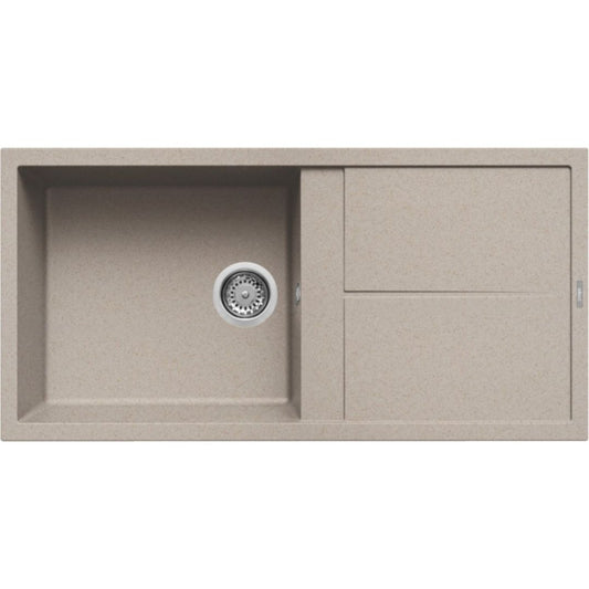 ELLECI UNICO 480 LGU48051 Lavello 1 Vasca con Gocciolatoio Reversibile Sopratop Granitek Avena 51 cm. 100 x 50