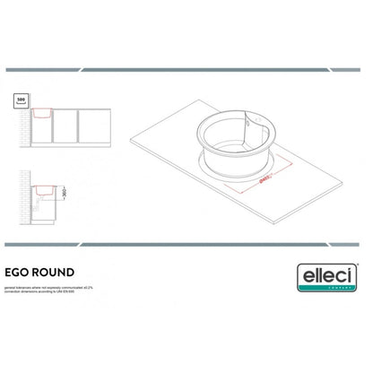 Elleci Ego Round LGEROU62 Lavello 1 Vasca Circolare Incasso Sopratop Diametro Granitek Bianco Antico 485 mm
