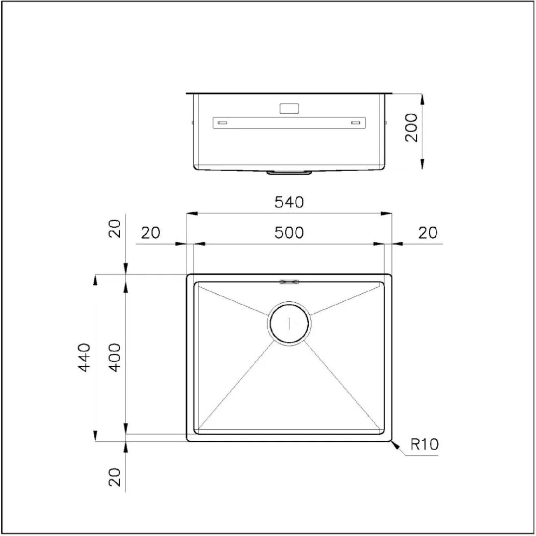 Foster Quadra 1715050 Lavello 1 Vasca Incasso Sopratop/Filotop Acciaio Inox Spazzolato cm. 54 x 44