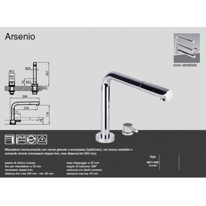 FOSTER ARSENIO 8471000 Miscelatore Monocomando Cucina Sottofinestra Cromato con Canna Up&Down Estraibile e Comando Remoto