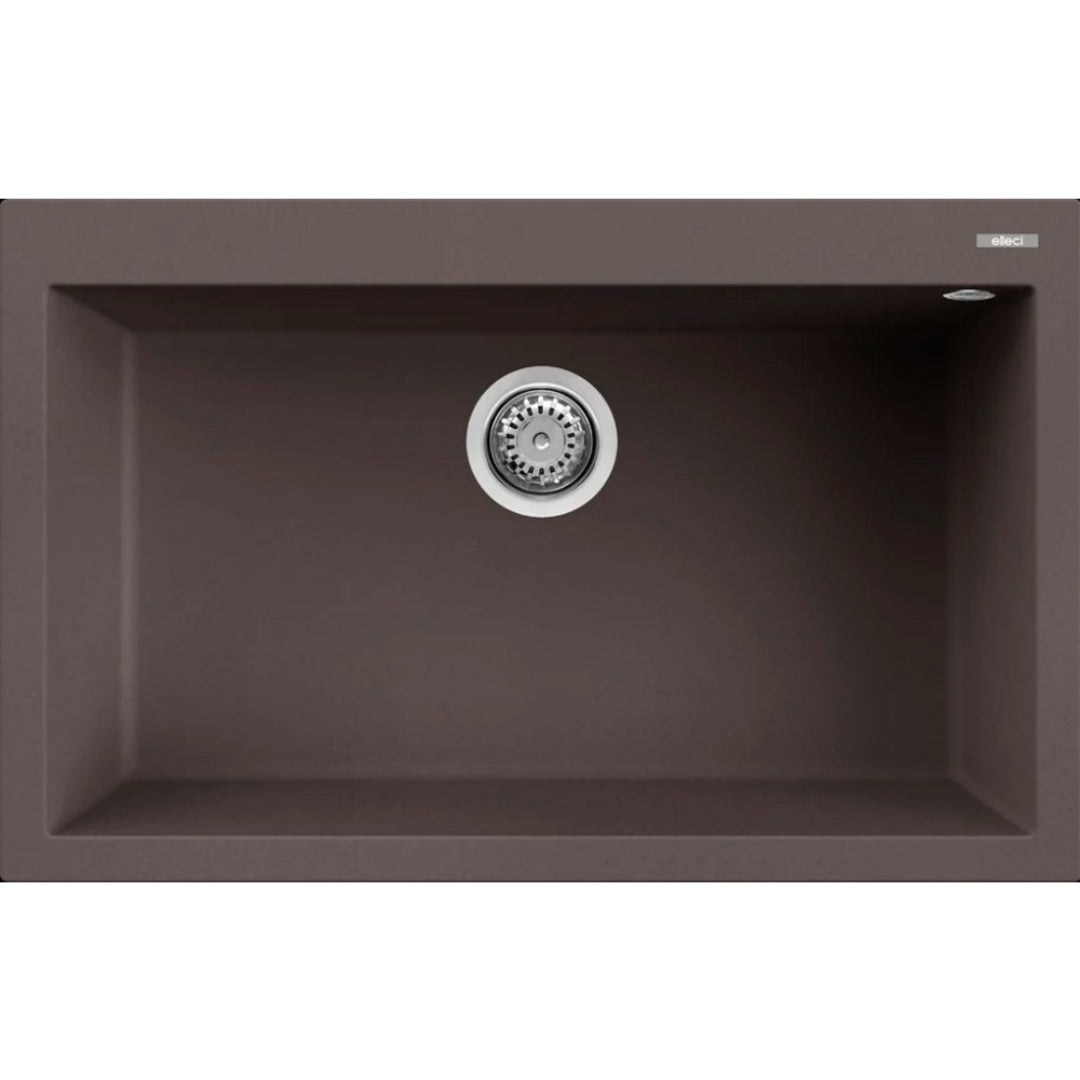 Elleci Quadra 130 LKQ13087 Lavello da Incasso Sopratop Monovasca Keratek Cocoa cm. 79 X 50