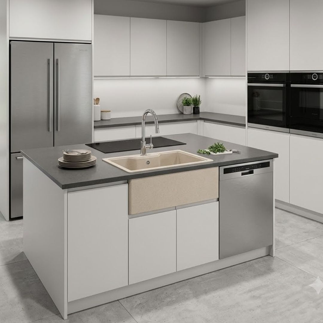 ELLECI FOX 360 LGF36051 Lavello da Incasso 1 Vasca Granitek Avena cm. 86 x 50