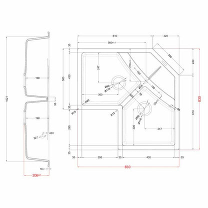 Elleci Unico Corner LGUCOR51 Lavello Angolare da incasso Granitek Avena cm. 83 x 83