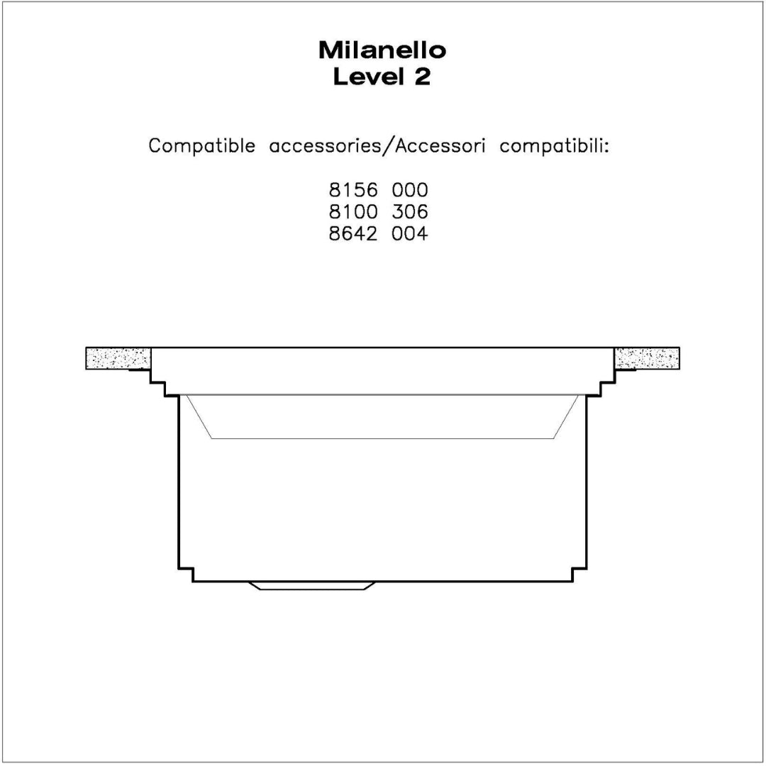 Foster Milanello Workstation 1034050 Lavello 1 Vasca Incasso Filotop Acciaio Inox Spazzolato mm. 806x520