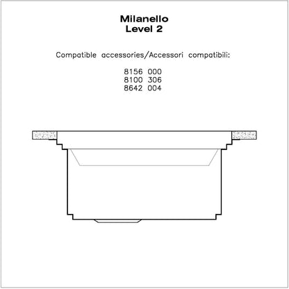Foster Milanello Workstation 1034050 Lavello 1 Vasca Incasso Filotop Acciaio Inox Spazzolato mm. 806x520