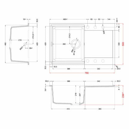 Elleci Easy 300 LGY30039 Lavello 1 Vasca con Gocciolatoio Reversibile Sopratop Granitek Bianco Soft cm. 79 x 50