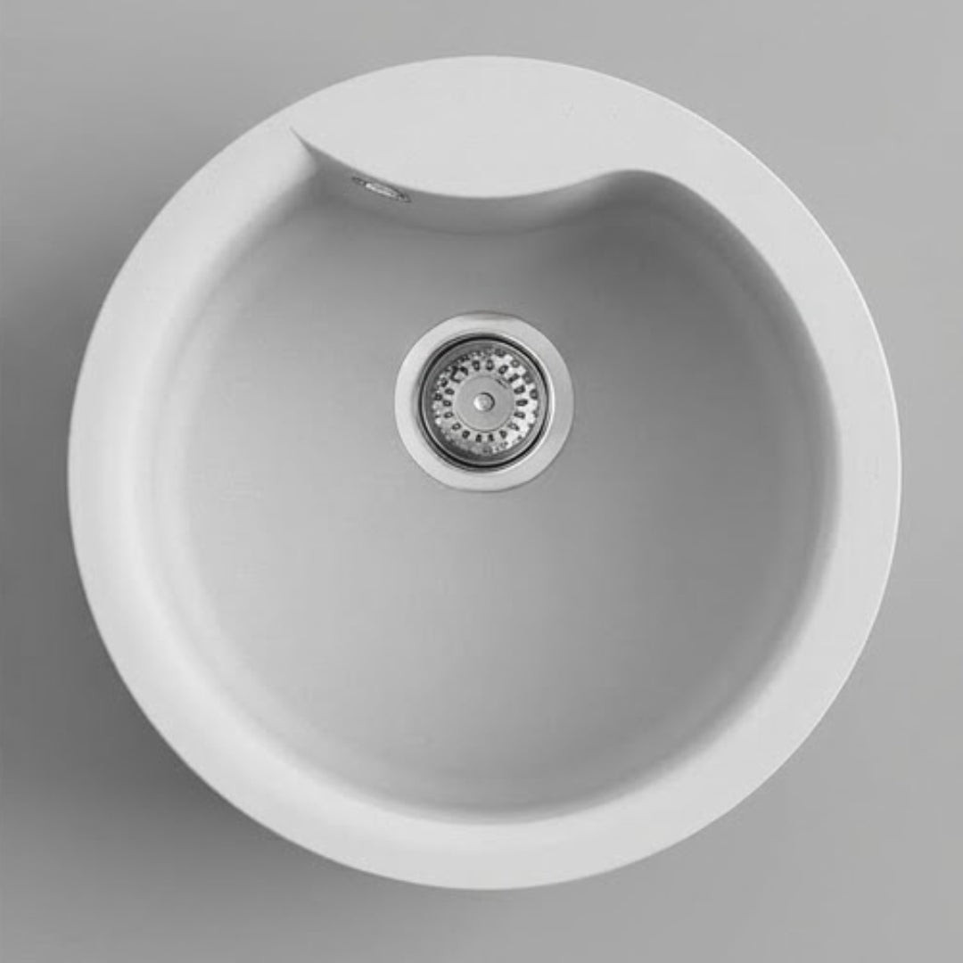 Elleci Ego Round LGEROU68 Lavello Tondo Incasso Sopratop Granitek Bianco Titano Diam. mm. 485