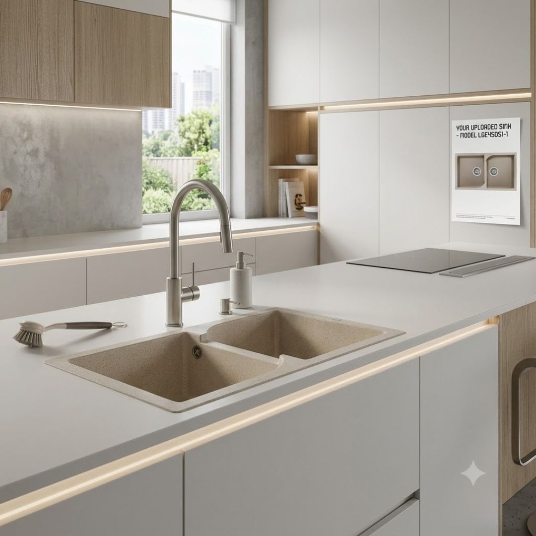 ELLECI EGO 450 LGE45051 Lavello Incasso Sopratop 2 Vasche Avena Granitek cm. 86 x 50