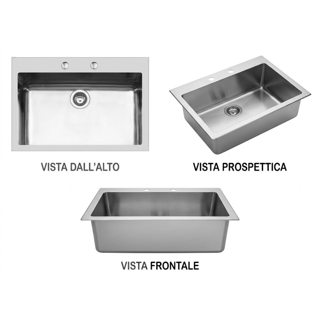 Foster Ke Q4 2278050 Lavello 1 Vasca Incasso Sopratop Acciaio Inox Spazzolato cm. 77 x 52