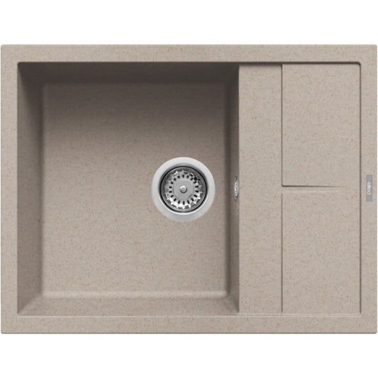 ELLECI UNICO 125 LGU12551 Lavello 1 Vasca con Gocciolatoio Reversibile Sopratop Granitek Avena 51  cm. 65 x 50