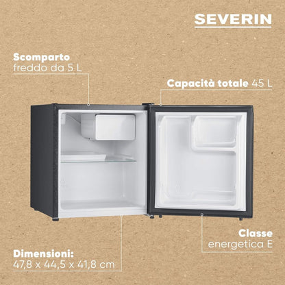 SEVERIN KB8879 Mini Frigorifero 45L con Congelatore 5L Nero Libera Installazione mm. 445 x 478