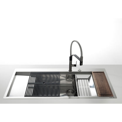 Foster Milanello 1040052 Lavello Filotop 1 Vasca Sinistra Gocciolatoio Destra Acciaio inox mm. 806 x 520