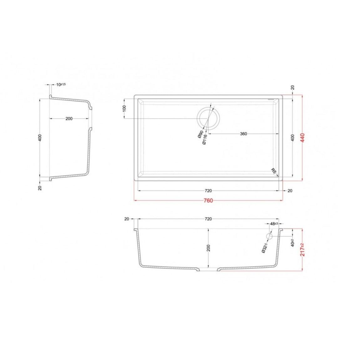 Elleci Quadra 130 LGQ13051BSO Lavello da Incasso 1 Vasca Sottotop Finitura Granitek Classic Avena 76 x 44 cm