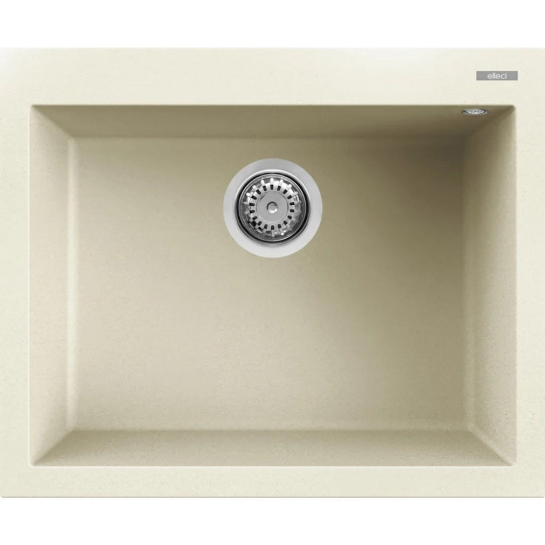 Elleci Quadra 110 LGQ11062 Lavello da Incasso 1 Vasca Sopratop Granitek Classic Bianco Antico cm. 61 x 50
