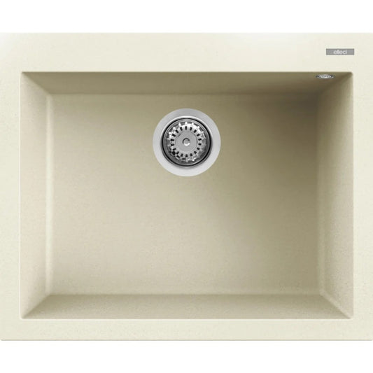 Elleci Quadra 110 LGQ11062 Lavello da Incasso 1 Vasca Sopratop Granitek Classic Bianco Antico cm. 61 x 50