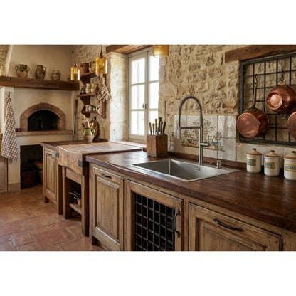 Foster S4001 3366050 Lavello 1 Vasca Incasso Sopratop/Filotop Acciaio Inox Spazzolato cm. 77 x 52