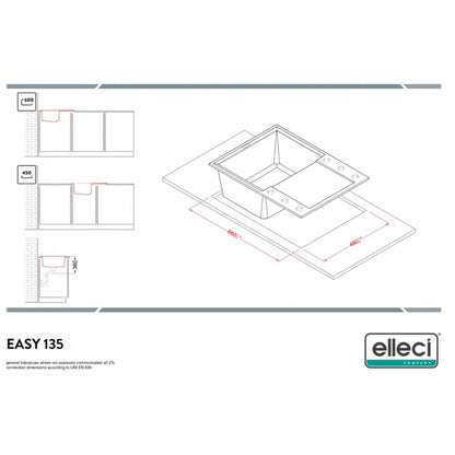 Elleci Easy 135 LGY13562 Lavello 1 Vasca con Gocciolatoio Reversibile Sopratop Granitek Bianco Antico cm.  68 x 50