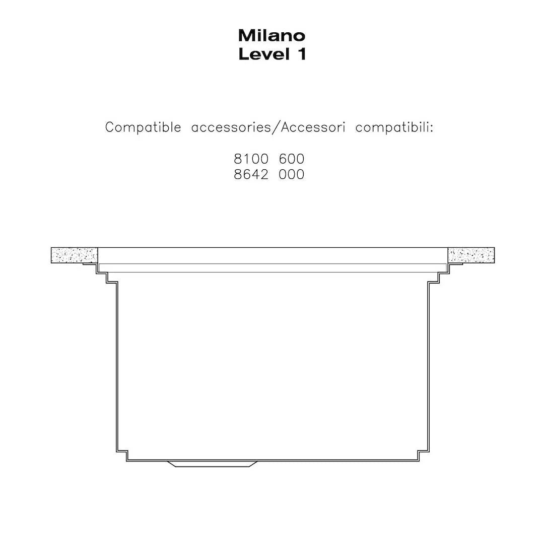 Foster 1025050 Milano Lavello Cucina 1 Vasca Incasso Sottotop Acciaio Inox Spazzolato mm. 846 x 560