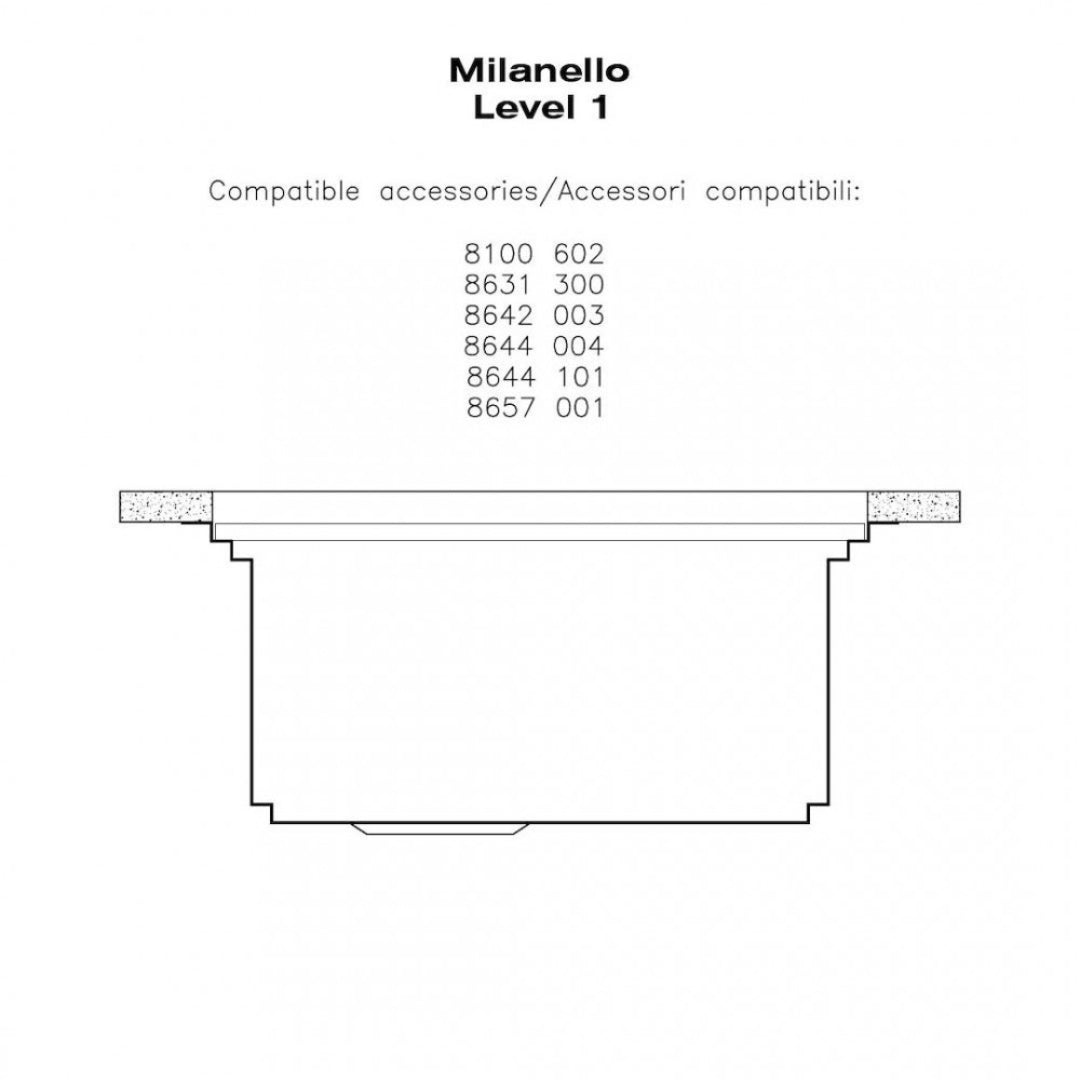 Foster Milanello 1031050 Lavello 1 Vasca Incasso Filotop Acciaio Inox Spazzolato mm 486 x 520