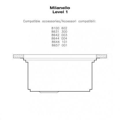 Foster Milanello 1031050 Lavello 1 Vasca Incasso Filotop Acciaio Inox Spazzolato mm 486 x 520