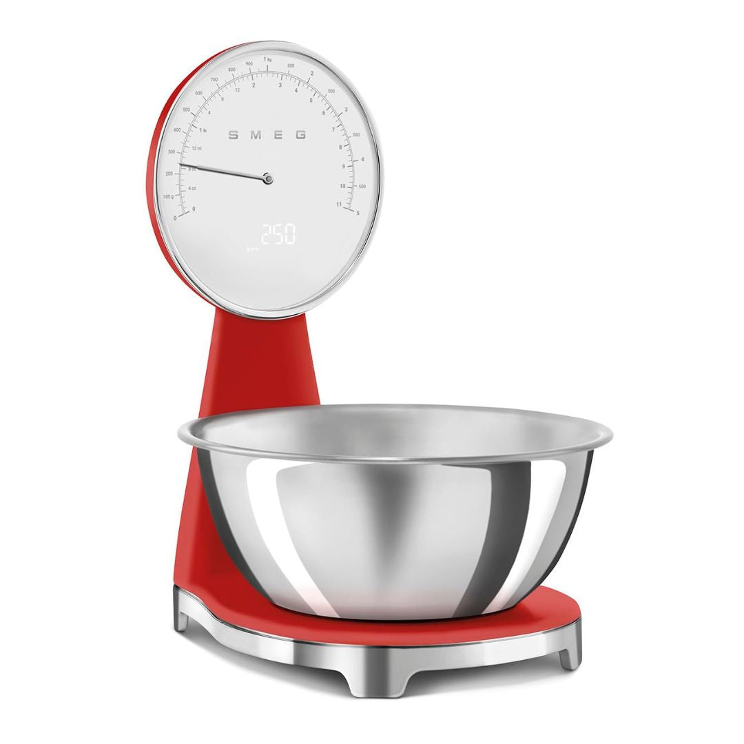 SMEG KSF01RDWW Bilancia Cucina Digitale Analogica Rossa Ciotola Inox 1,8 L