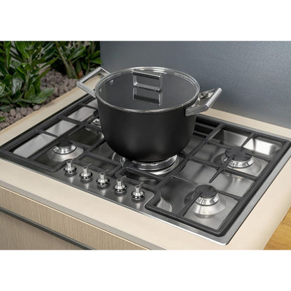 SMEG DESIGN SPV175B3 Piano Cottura a Gas in Vetro Nero 5 Fuochi cm. 72 x 52