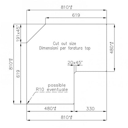 FOSTER 7038052 Piano Cottura da Incasso a Gas Angolare  5 Fuochi Acciaio Inox Satinato Griglie in Ghisa cm. 83 x 83