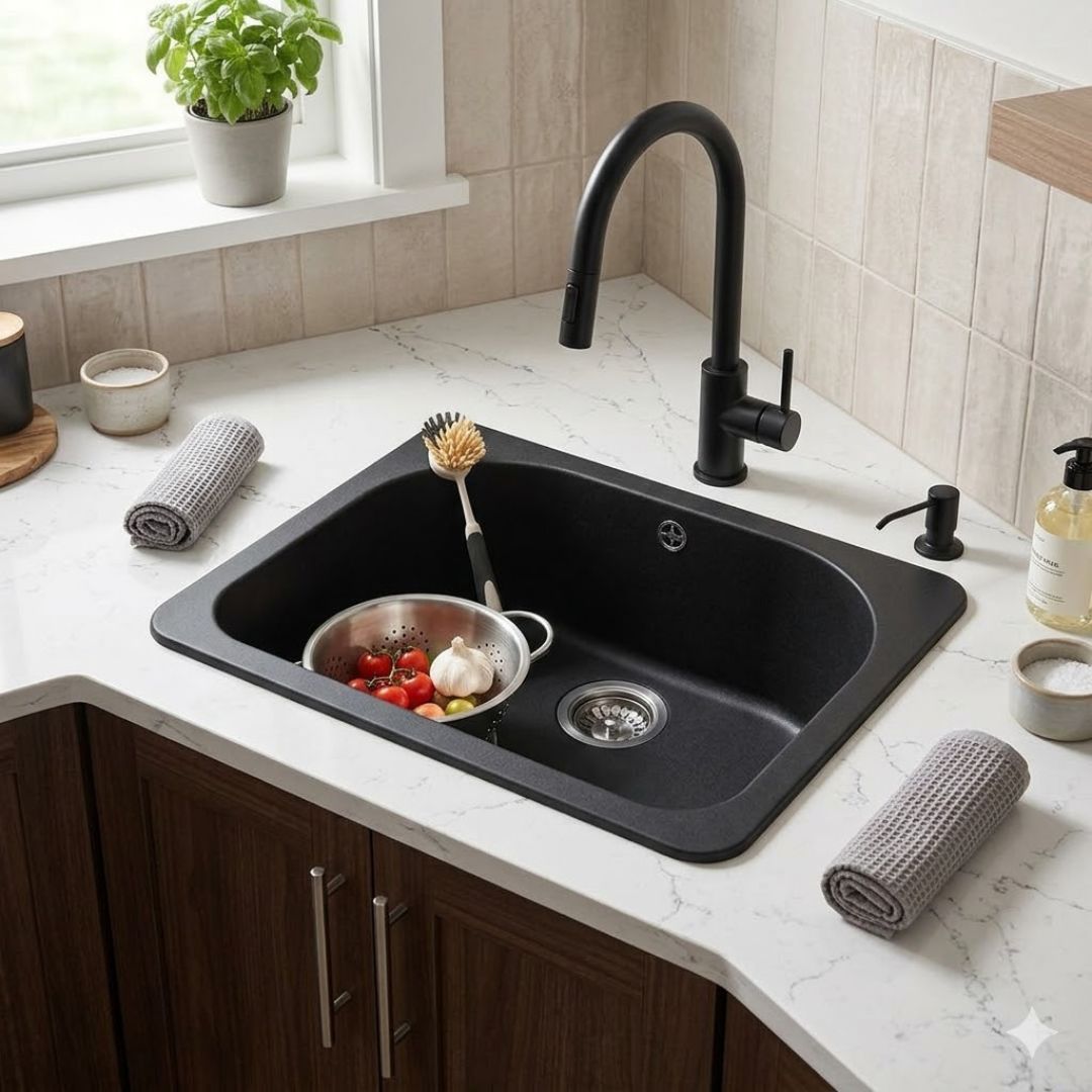 ELLECI FOX 180 Lavello da Incasso 1 Vasca Granitek Antracite cm 60 x 52