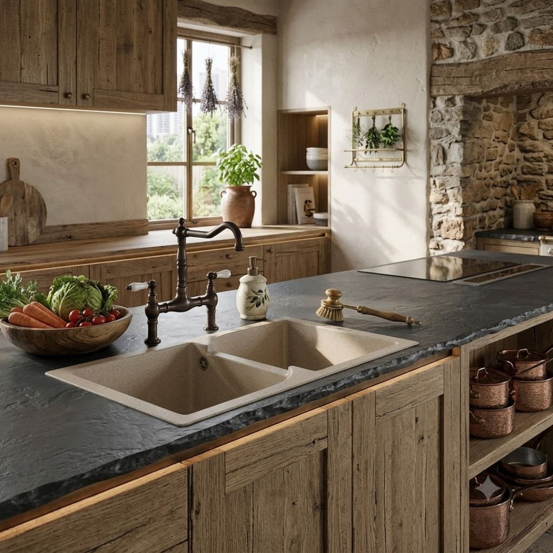 ELLECI EGO 450 LGE45051 Lavello Incasso Sopratop 2 Vasche Avena Granitek cm. 86 x 50
