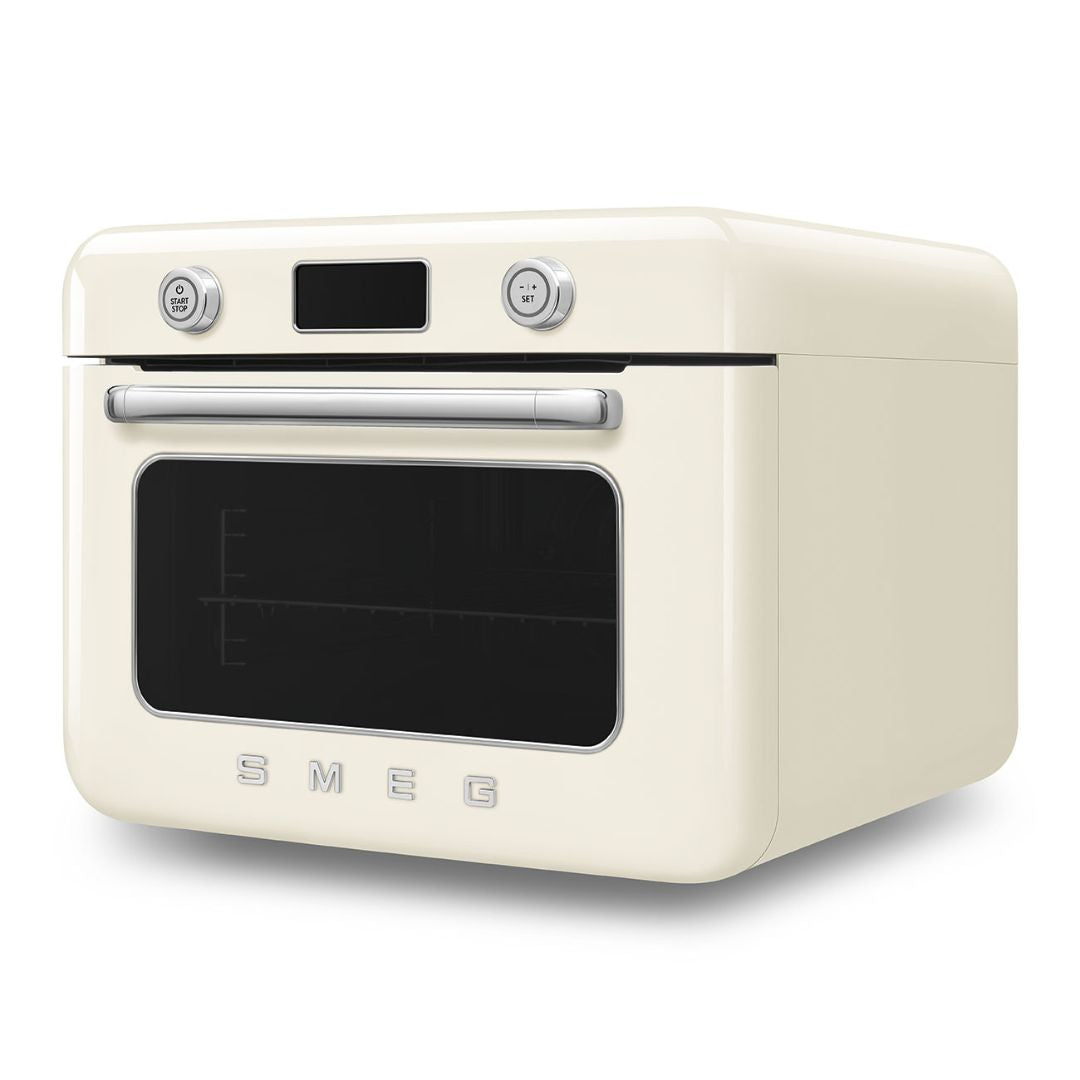 SMEG COF01CREU Forno Combinato Vapore da Appoggio Panna Lucido Estetica 50’s Style